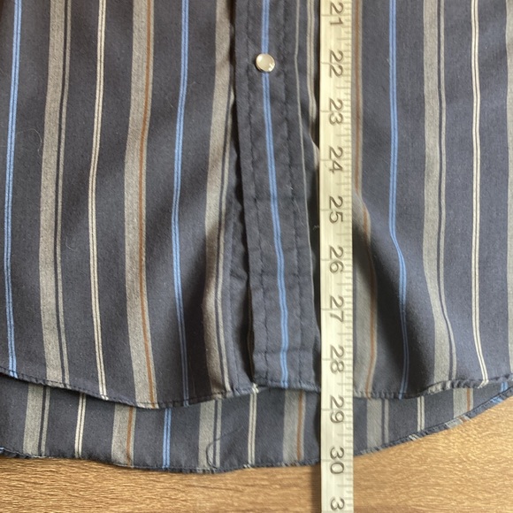 Mens Vintage Large Plains Western Blue Stripped Shirt Button Down - Picture 6 of 8
